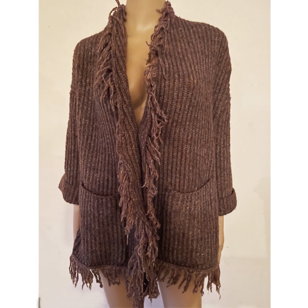 World Market Wool Blend Fringed Cardigan One size